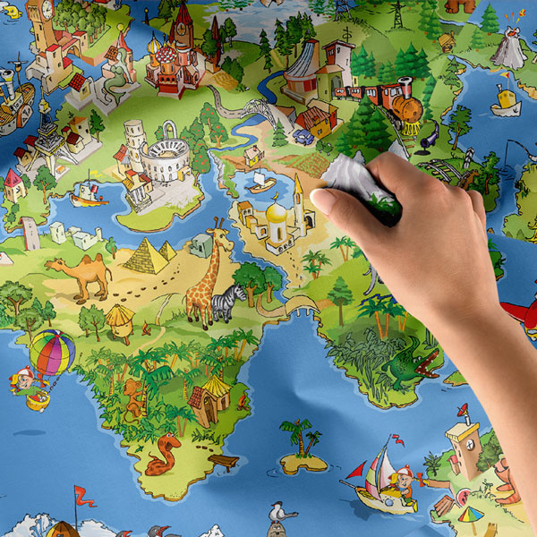 Renkli Dünya Haritası Duvar Örtüsü 8259