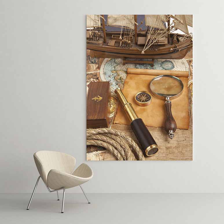 Antik Harita ve Keşif Temalı Dekoratif Tablo – G-103