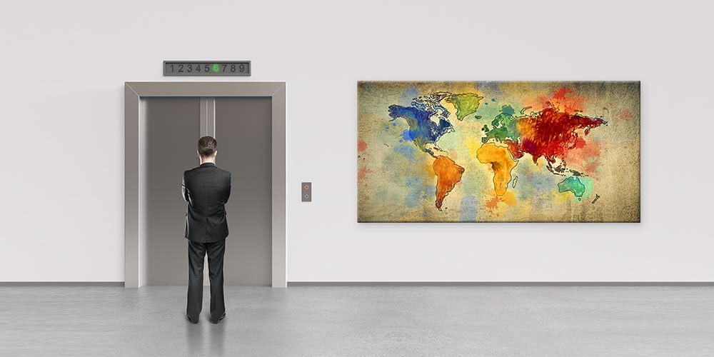 Bu büyük ebatlı duvar dekoru dünya haritasını akvarel 7838