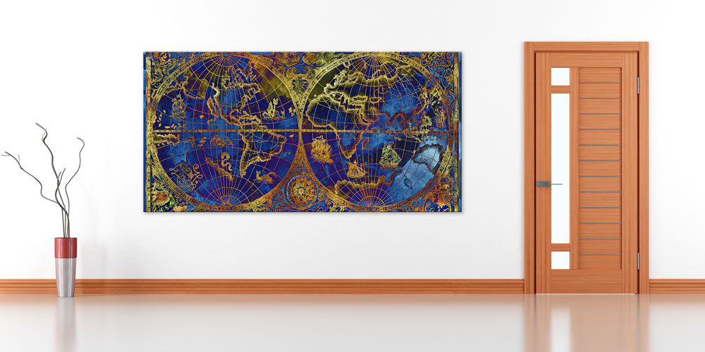 Bu büyük ebatlı duvar dekoru klasik dünya haritasını 7834