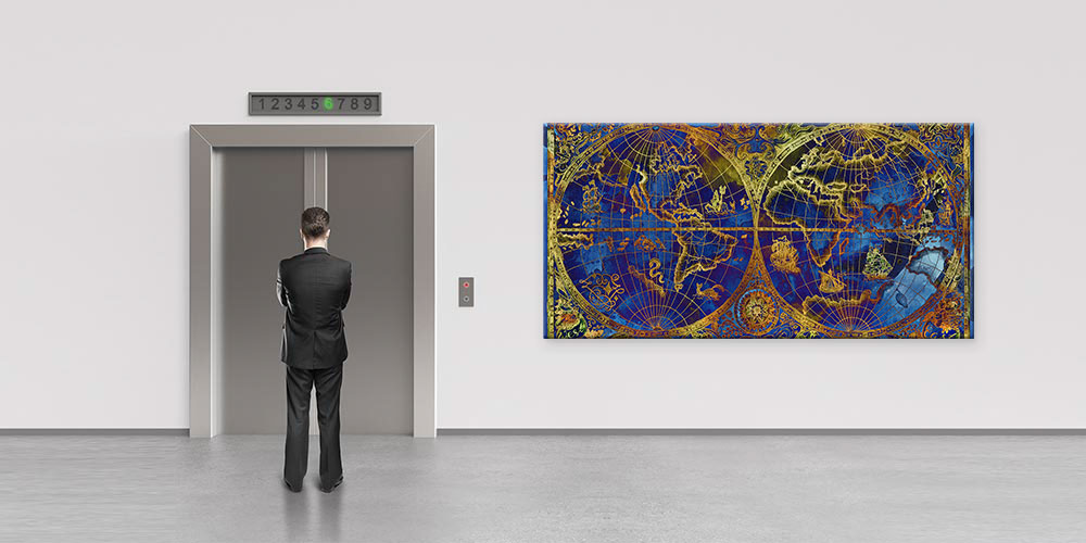 Bu büyük ebatlı duvar dekoru klasik dünya haritasını 7834