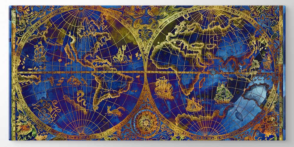 Bu büyük ebatlı duvar dekoru klasik dünya haritasını 7834