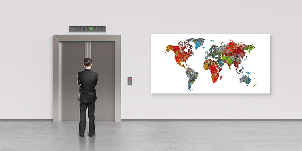 Bu büyük ebatlı duvar dekoru dünya haritasını renkli 7837