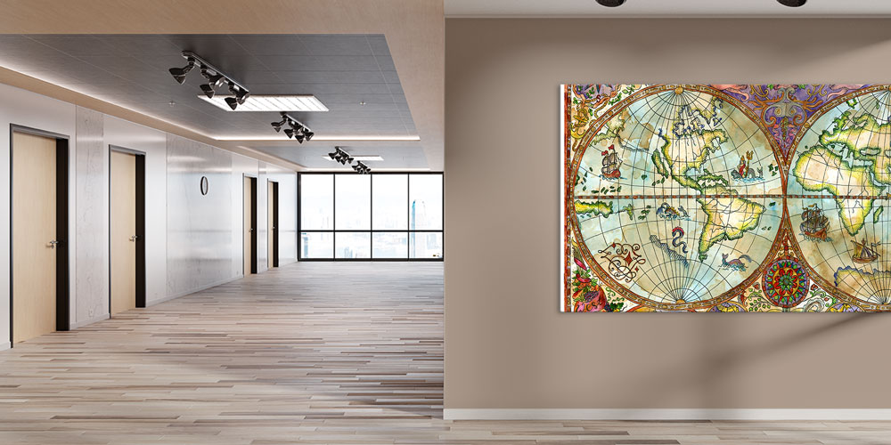 Bu büyük ebatlı duvar dekoru antik dünya haritasını 7835