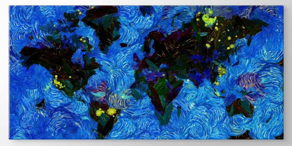 Bu büyük ebatlı duvar dekoru dünya haritasını soyut 7836