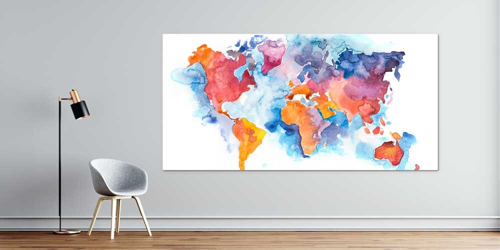 Bu büyük ebatlı duvar dekoru su renkleriyle boyanmış 7839