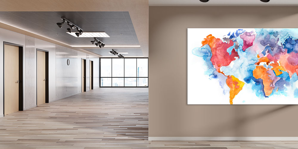 Bu büyük ebatlı duvar dekoru su renkleriyle boyanmış 7839