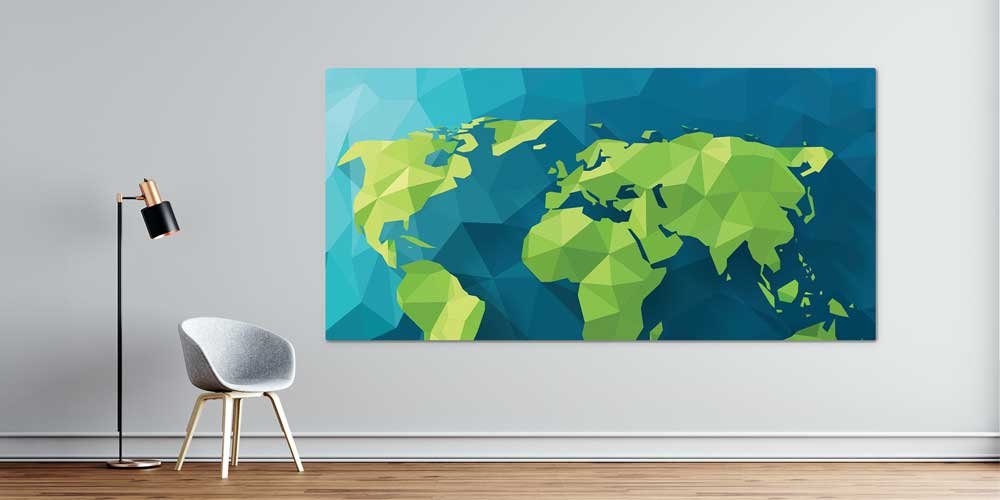 Bu büyük ebatlı duvar dekoru geometrik tasarımıyla dünya 7840