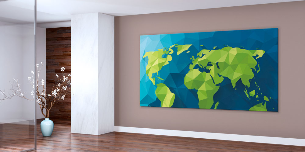 Bu büyük ebatlı duvar dekoru geometrik tasarımıyla dünya 7840