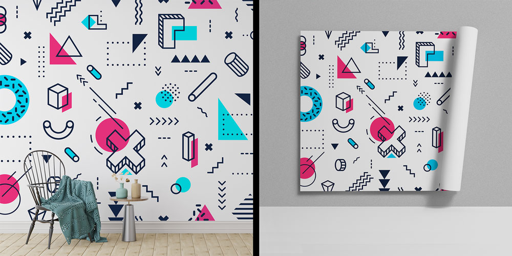 Renkli Modern Geometrik Şekiller Duvar Kağıdı 8007