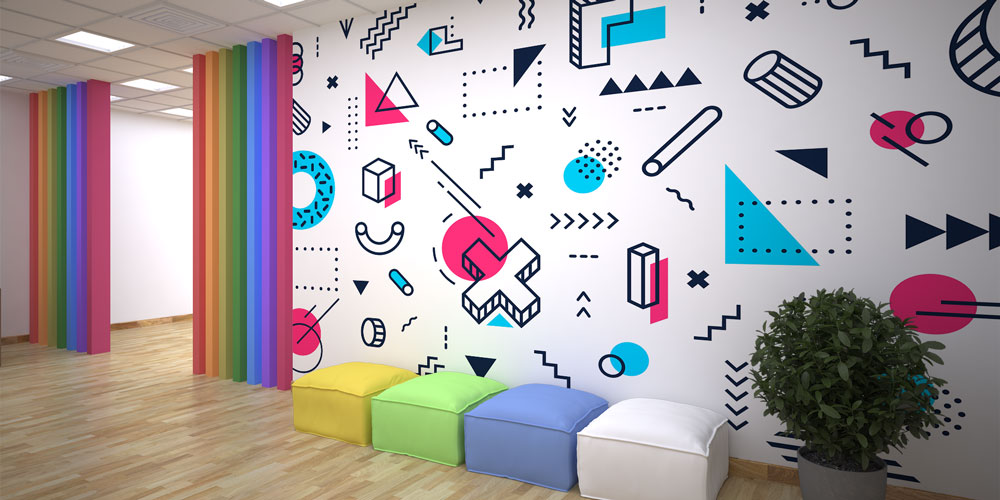 Renkli Modern Geometrik Şekiller Duvar Kağıdı 8007
