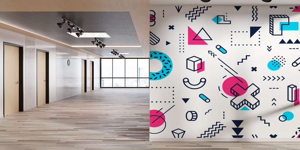 Renkli Modern Geometrik Şekiller Duvar Kağıdı 8007