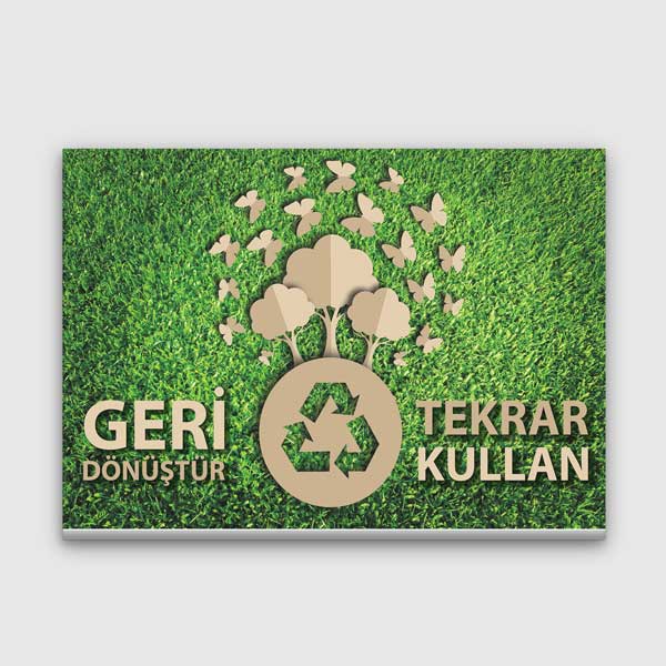 "Geri Dönüştür Tekrar Kullan" Duvar Tablosu - Çevre Bilinci – 3373