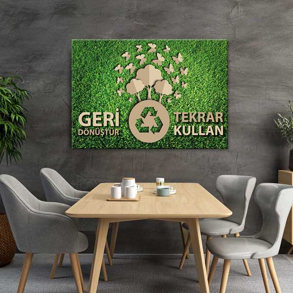 "Geri Dönüştür Tekrar Kullan" Duvar Tablosu - Çevre Bilinci – 3373