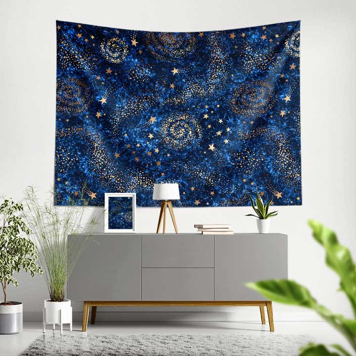 Yıldızlı Galaksi Sanat Desenli Duvar Örtüsü 4363