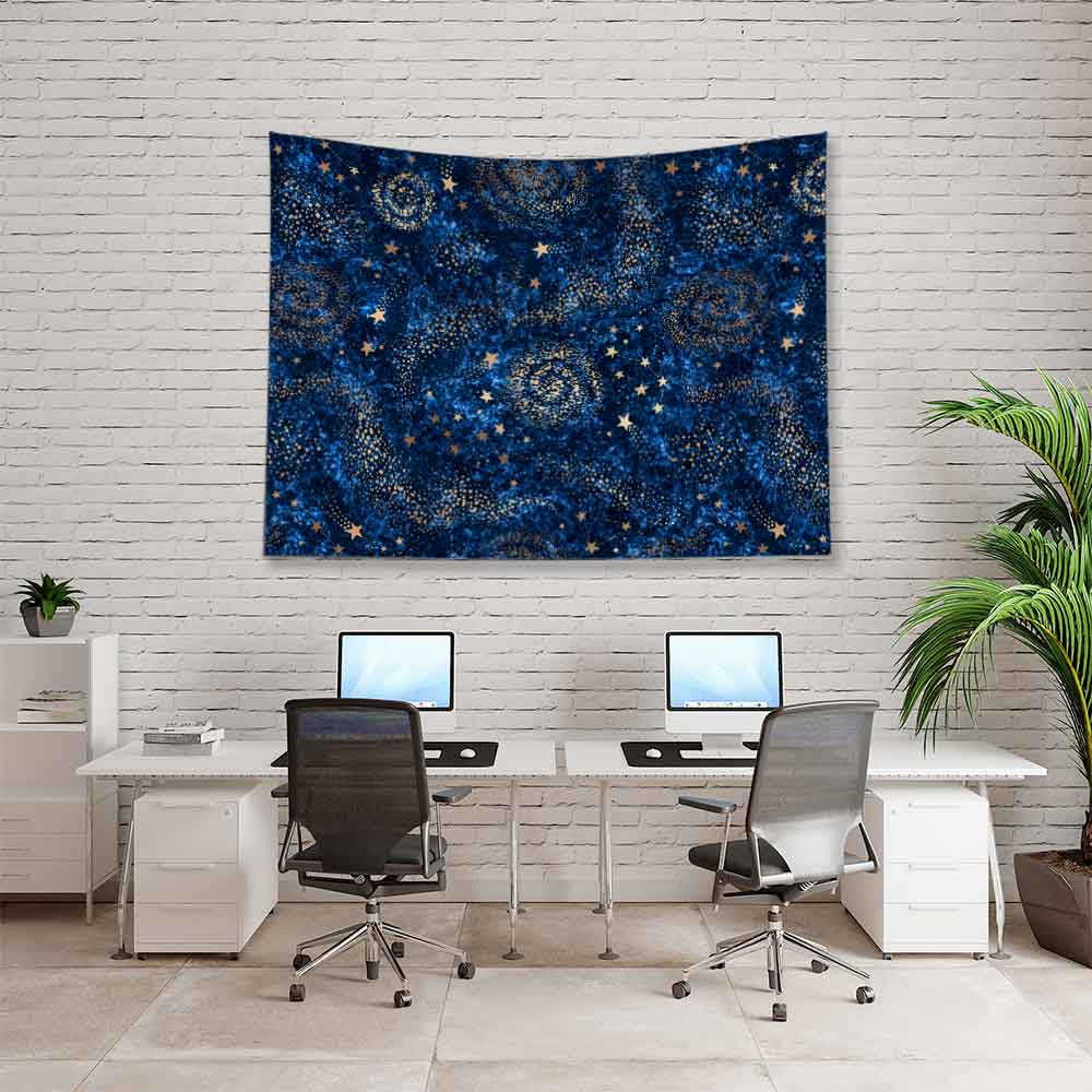 Yıldızlı Galaksi Sanat Desenli Duvar Örtüsü 4363