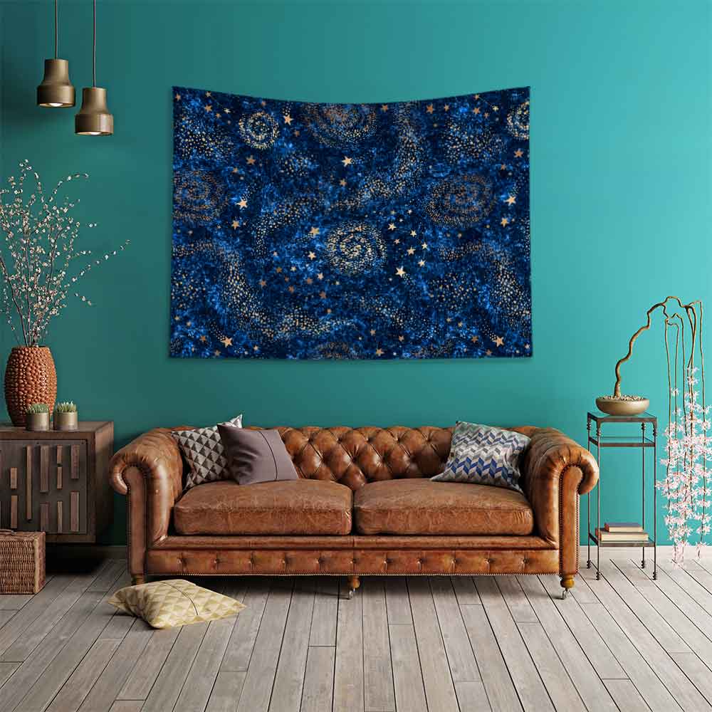 Yıldızlı Galaksi Sanat Desenli Duvar Örtüsü 4363