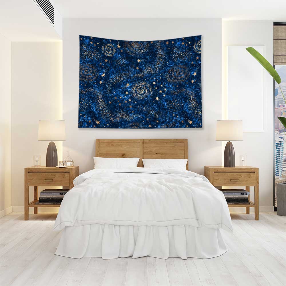 Yıldızlı Galaksi Sanat Desenli Duvar Örtüsü 4363