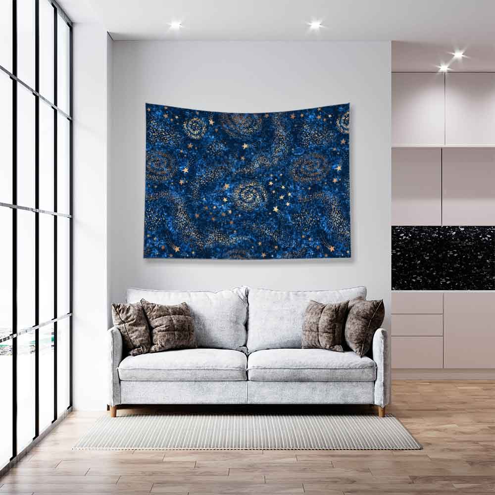 Yıldızlı Galaksi Sanat Desenli Duvar Örtüsü 4363