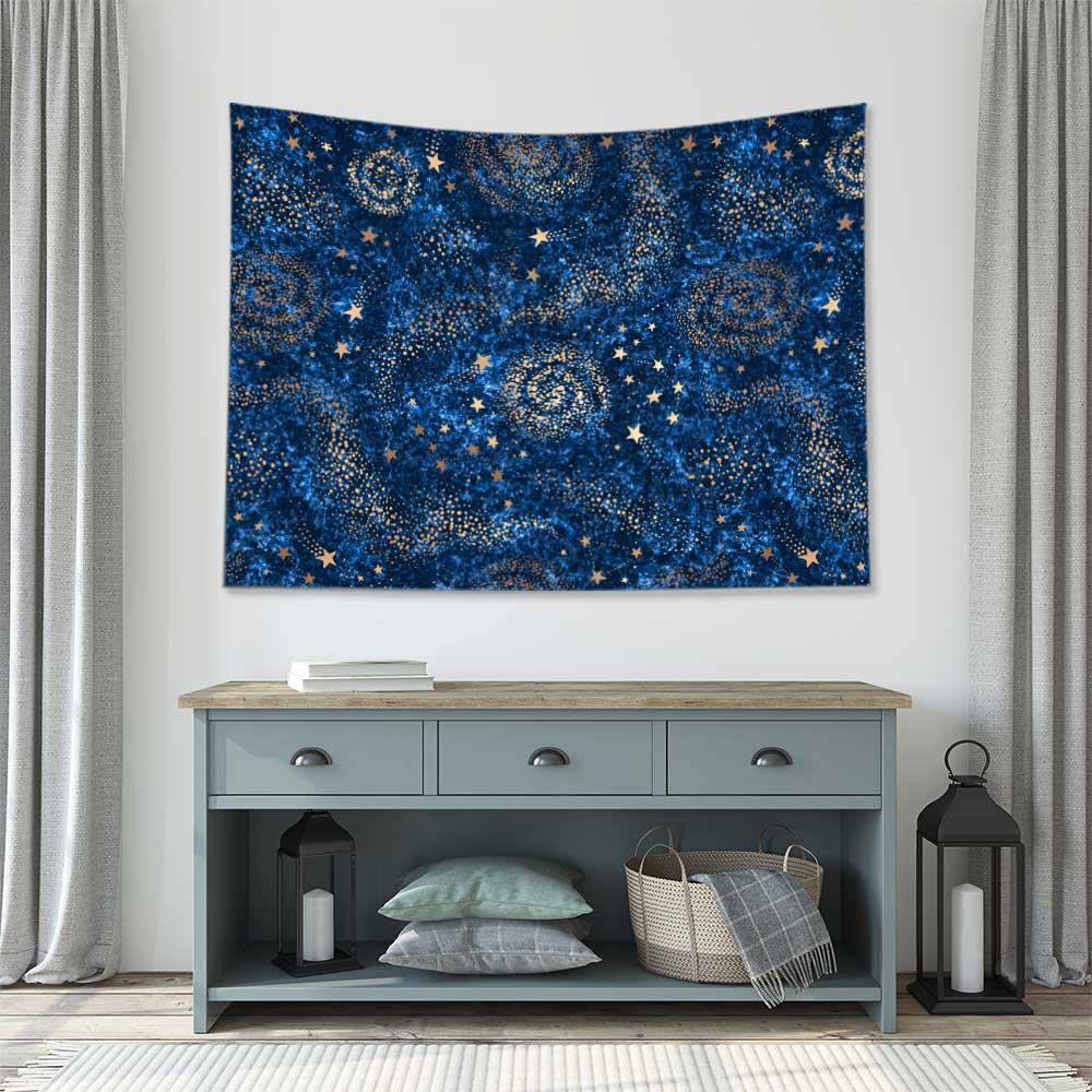 Yıldızlı Galaksi Sanat Desenli Duvar Örtüsü 4363