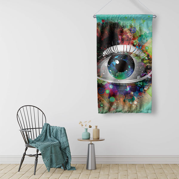 Dijital Sanat Göz Temalı Dekoratif Duvar Flaması 8203