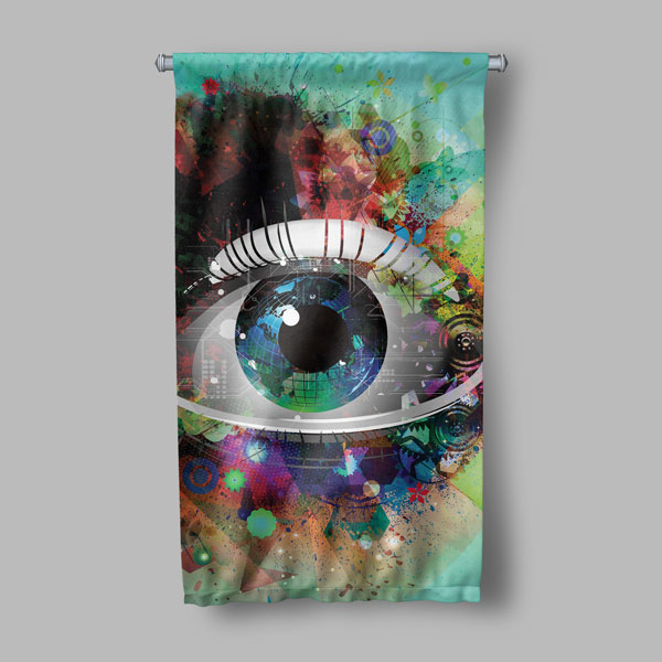 Dijital Sanat Göz Temalı Dekoratif Duvar Flaması 8203