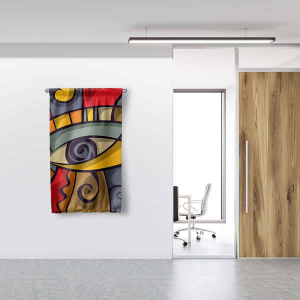 Kübizm Esintili Göz Temalı Dekoratif Duvar Flaması 8201