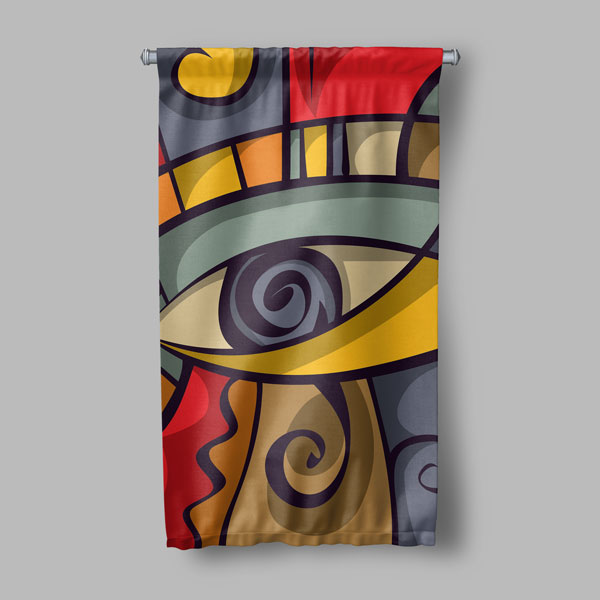 Kübizm Esintili Göz Temalı Dekoratif Duvar Flaması 8201