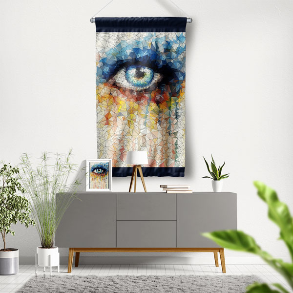 Mozaik Tarzı Göz Temalı Dekoratif Duvar Flaması 8202