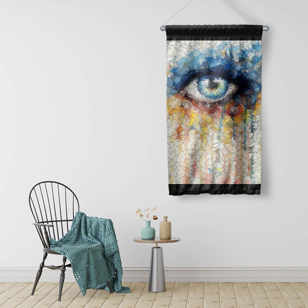 Mozaik Tarzı Göz Temalı Dekoratif Duvar Flaması 8202