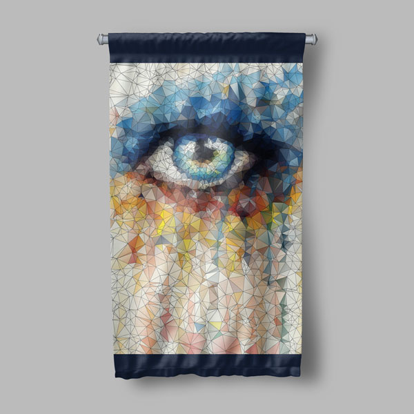 Mozaik Tarzı Göz Temalı Dekoratif Duvar Flaması 8202