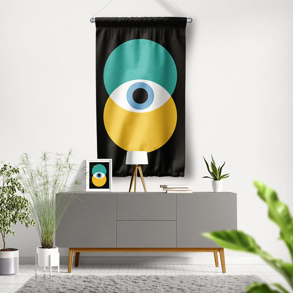 Minimalist Göz Temalı Dekoratif Duvar Flaması 8198