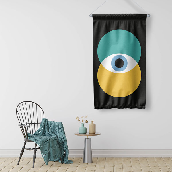 Minimalist Göz Temalı Dekoratif Duvar Flaması 8198