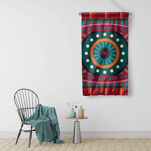 Etnik Desenli Göz Temalı Dekoratif Duvar Flaması 8200