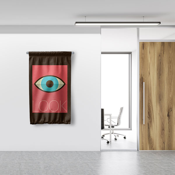 "LOOK" Yazılı Göz Temalı Dekoratif Duvar Flaması 8199