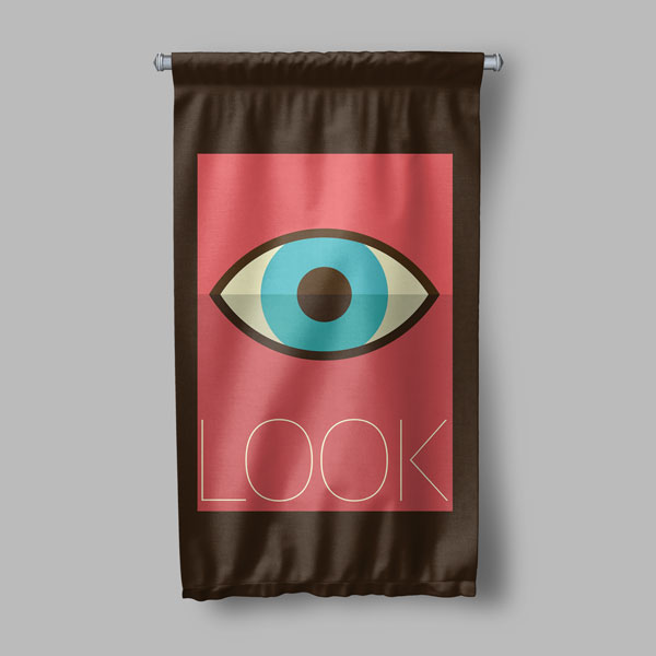 "LOOK" Yazılı Göz Temalı Dekoratif Duvar Flaması 8199