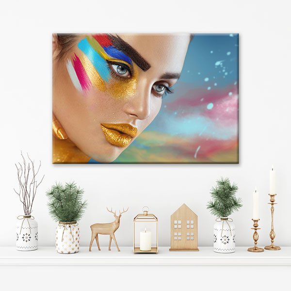 Renkli Makyajlı Kadın Portresi Güzellik Salonu Kanvas Tablo – 5639