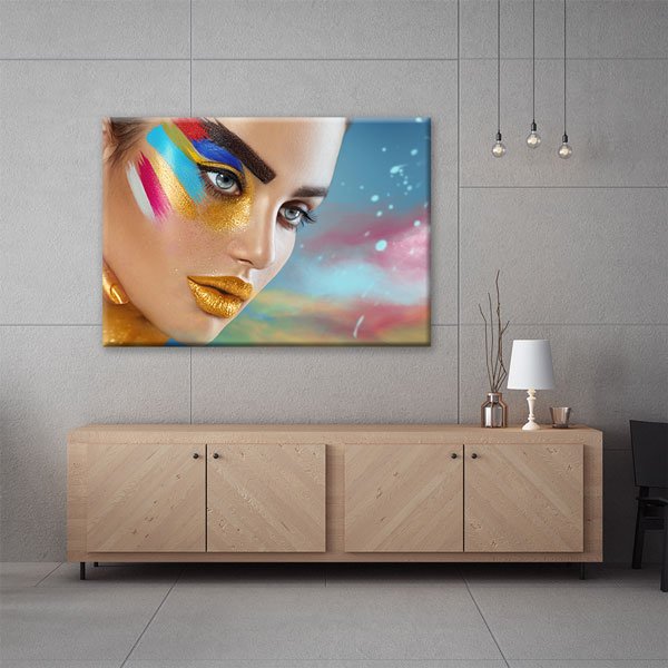 Renkli Makyajlı Kadın Portresi Güzellik Salonu Kanvas Tablo – 5639