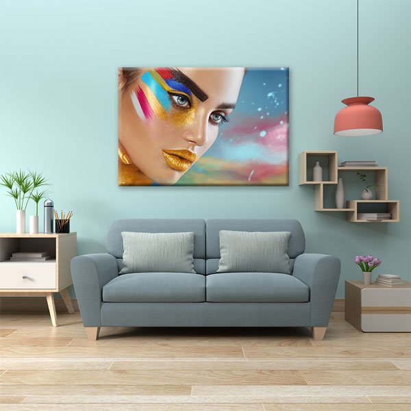 Renkli Makyajlı Kadın Portresi Güzellik Salonu Kanvas Tablo – 5639