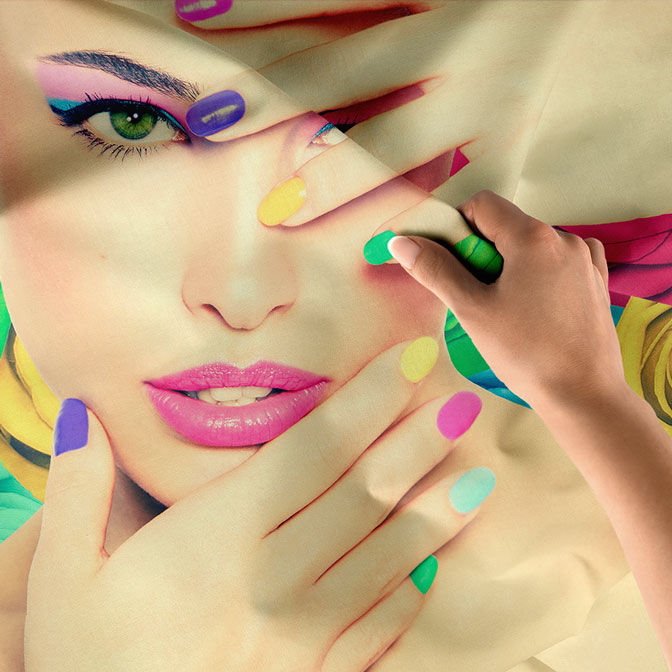 guzellik-salon-dekor-5726-04 Renkli Makyaj ve Tırnak Sanatı Kadın Portreli Duvar Örtüsü 5726