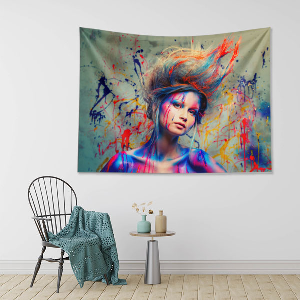 guzellik-salon-dekorayon-5717-02 Renkli Saç ve Sanatsal Portreli Kuaför Duvar Örtüsü 5717