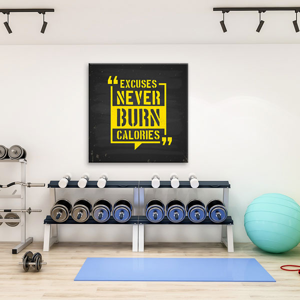 gym-wall-decor-5804-01 Excuses Never Burn Calories Kanvas Tablo – 5804