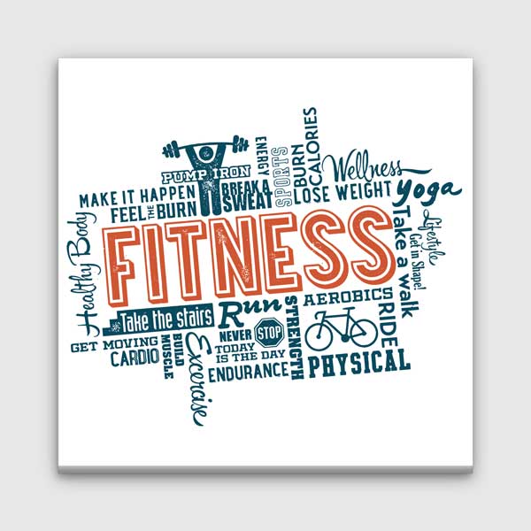 gym-wall-decoration-5803-00 Fitness Word Cloud Kanvas Tablo – 5803