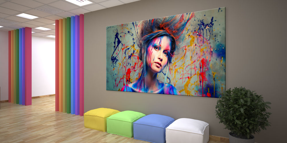 Renk Sıçramalı Kadın Portresi Duvar Dekoru 7918