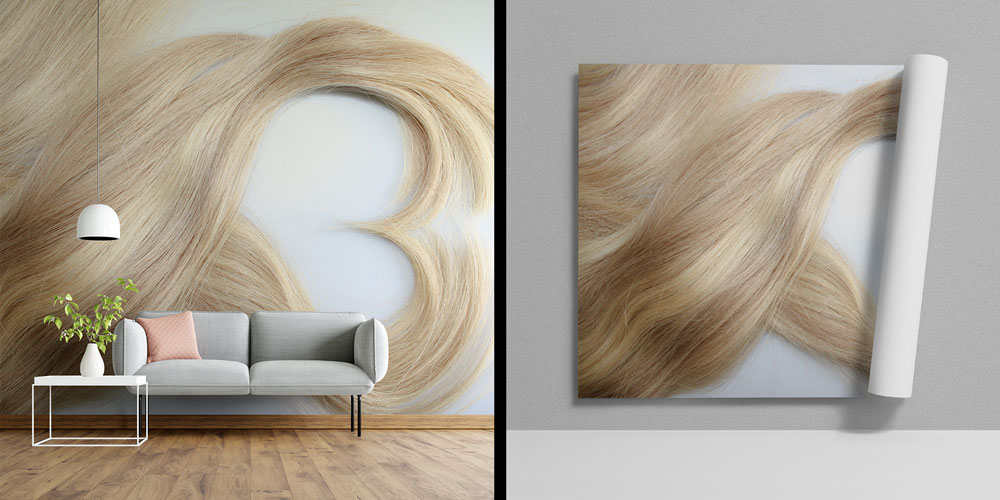 hairdresser-shop-wall-decor-5707-00 Sarı Saç Desenli Modern Kuaför Duvar Kağıdı 5707