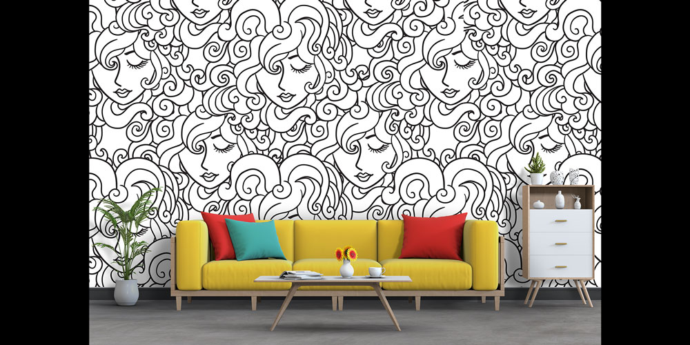 hairdresser-wallpaper-5683-03 Kuaför Temalı Siyah Beyaz Desenli Duvar Kağıdı 5683
