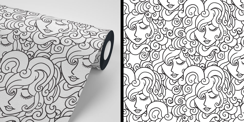 hairdresser-wallpaper-5683-04 Kuaför Temalı Siyah Beyaz Desenli Duvar Kağıdı 5683