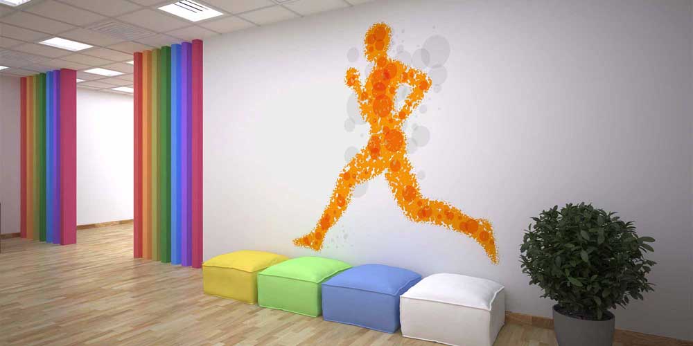 Noktalardan Oluşan Koşan İnsan Duvar Sticker / Dekoru 2555