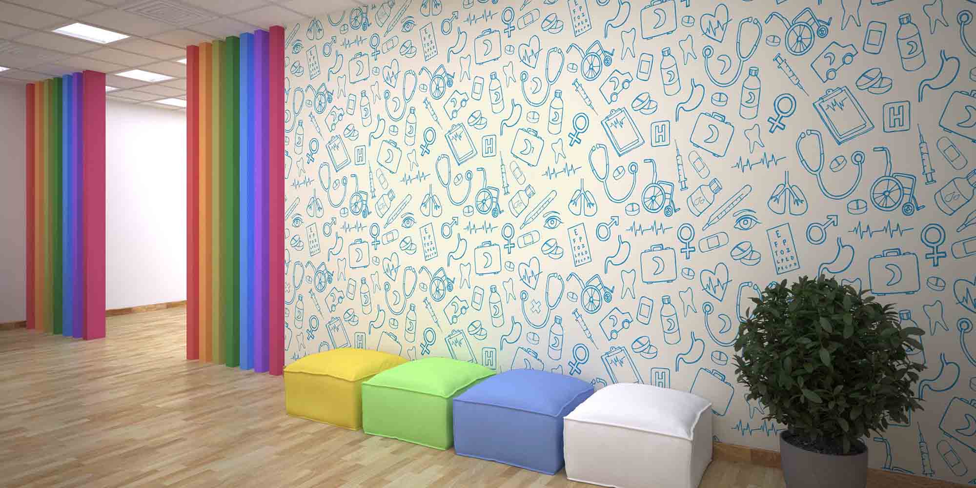 Medikal Desenli Dekoratif Duvar Kağıdı 2567