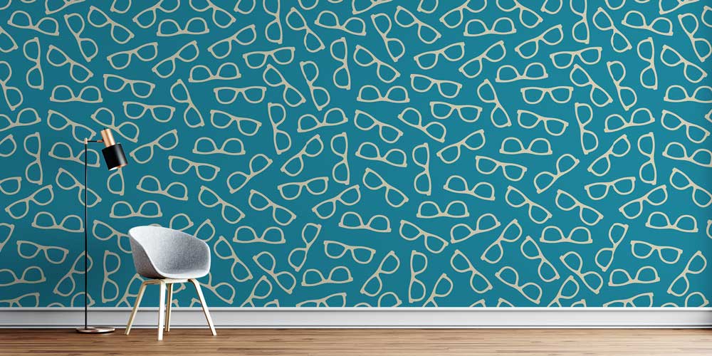 Turkuaz Gözlük Çerçevesi Desenli Duvar Kağıdı 2625